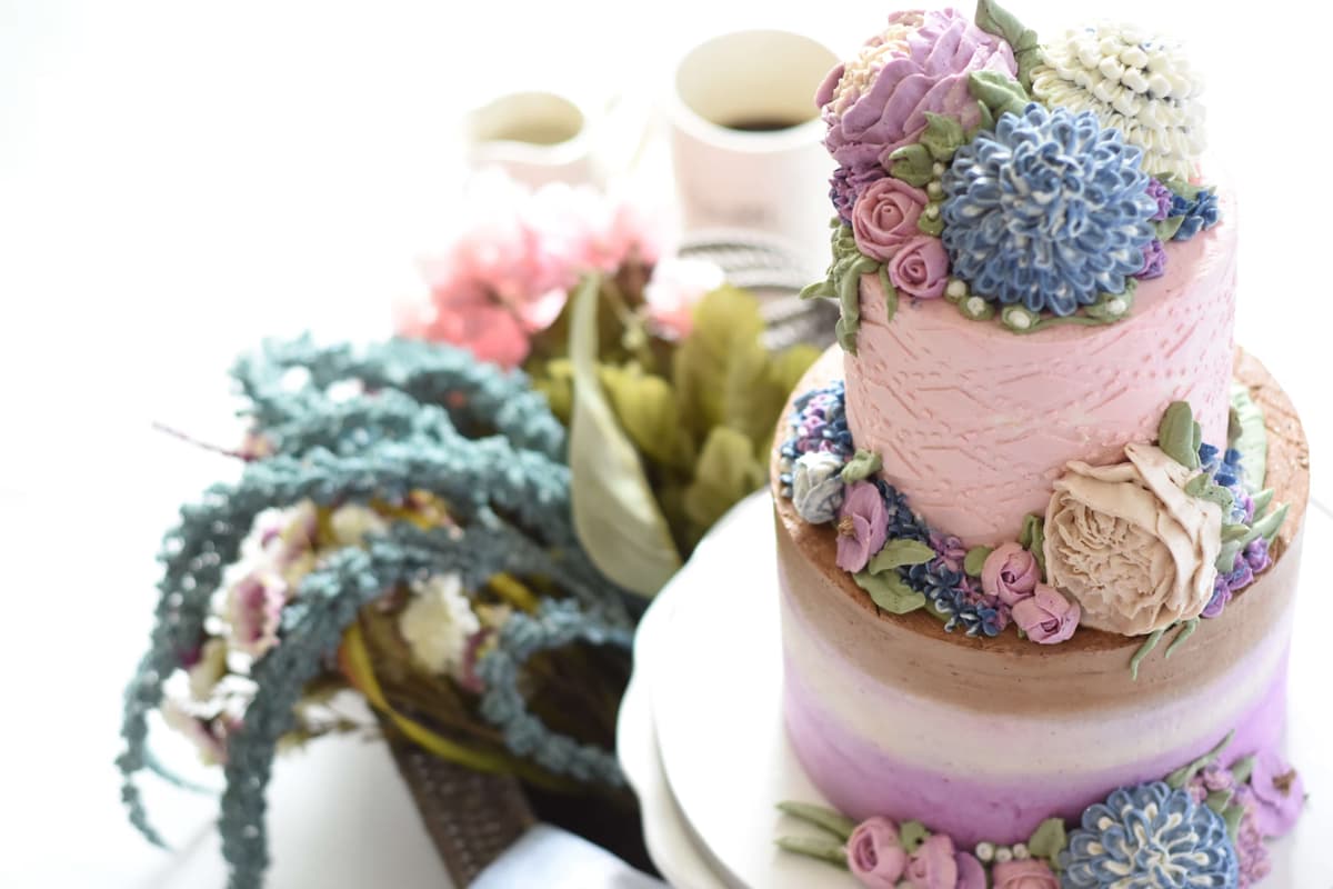 cake decorated with flowers